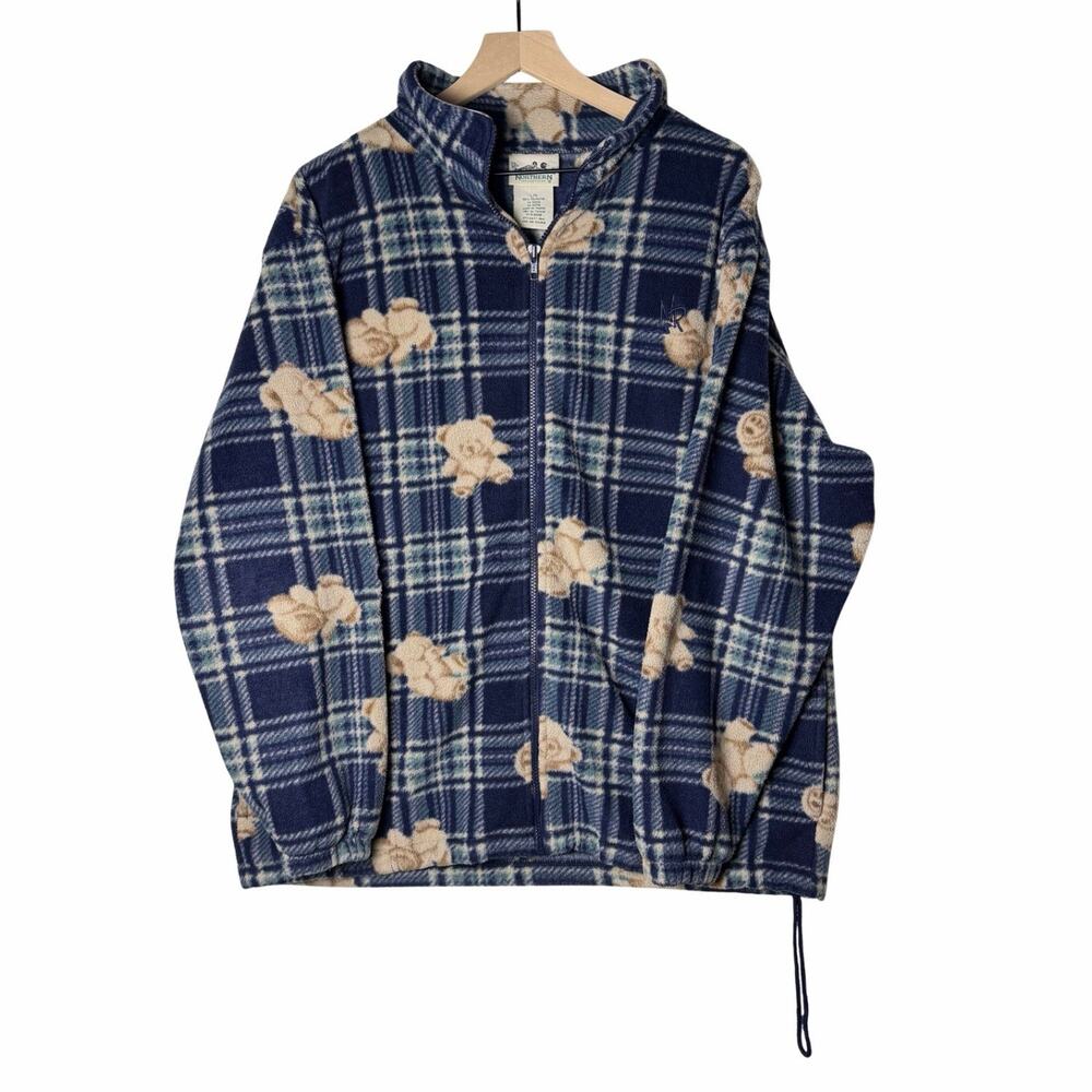 Vintage Northern Reflections Teddy Bear Fleece Zip Up Jacket Size L